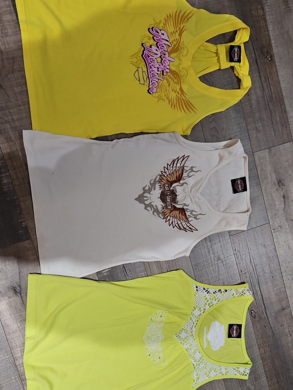 Harley-Davidson Women's Yellow and White Graphic Tank Top Set
